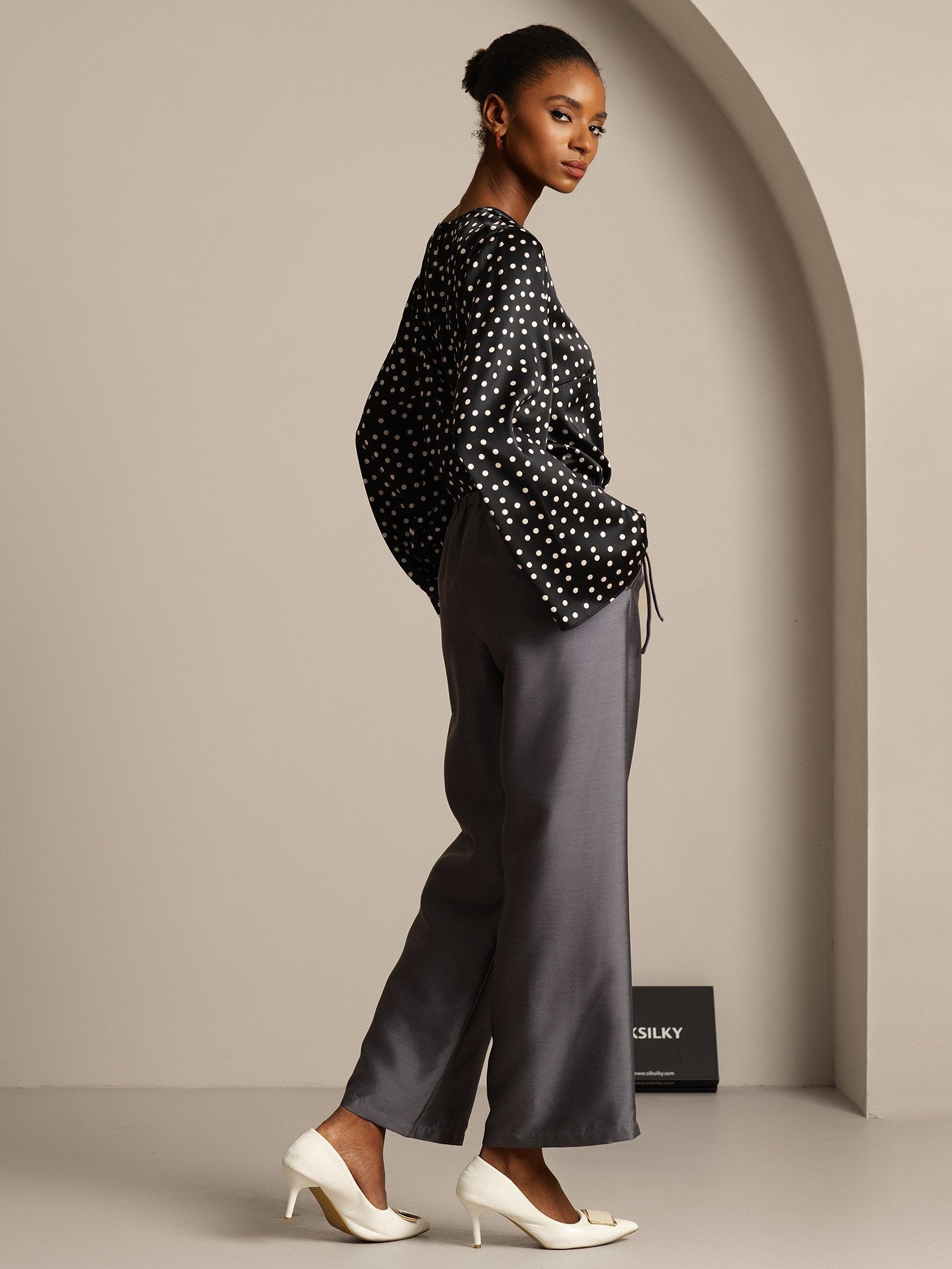 [Grigio] SilkSilky-IT 32Momme Seta Womens Pants 007,