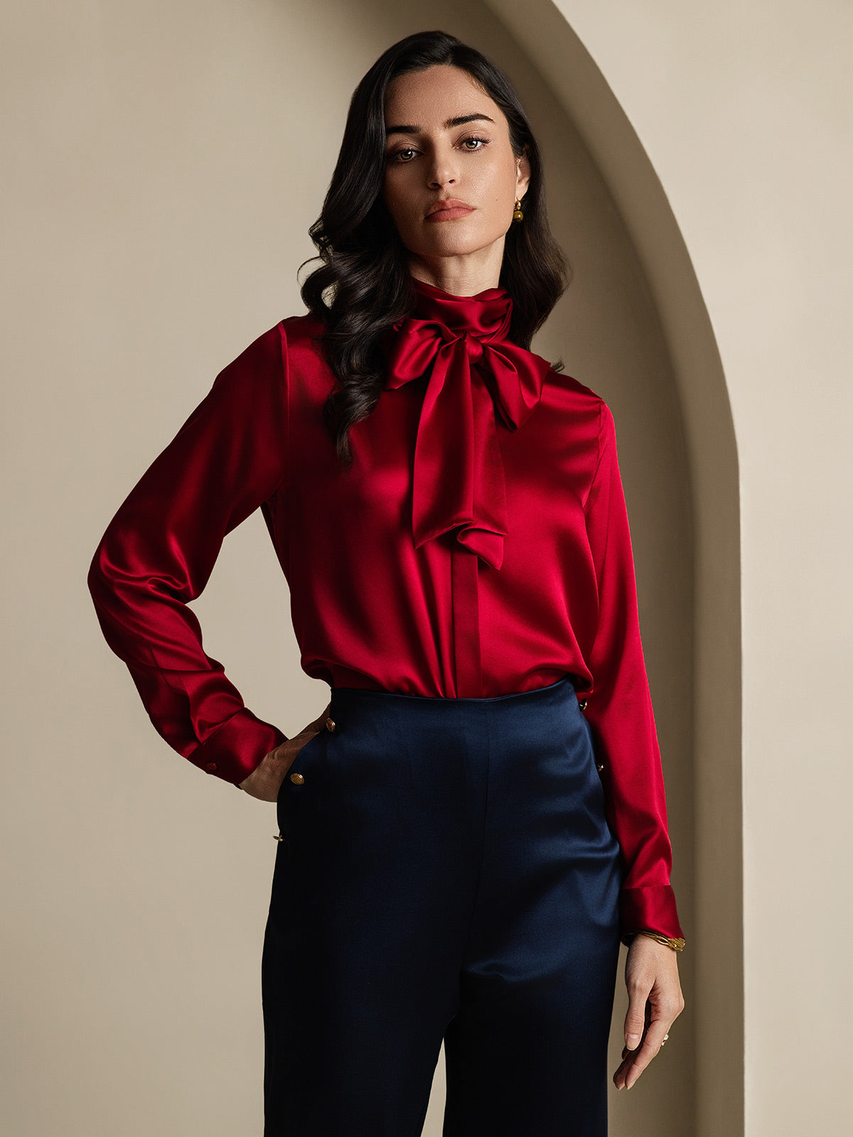 [Vino] SilkSilky-IT 19Momme Seta Womens Shirt 004
