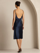 [Blu Scuro] SilkSilky-IT Sleeveless Collo a U Vestiti da donna 002