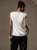 [Bianco] SilkSilky-IT Cap Sleeve Cowl Neck Magliette donna 002