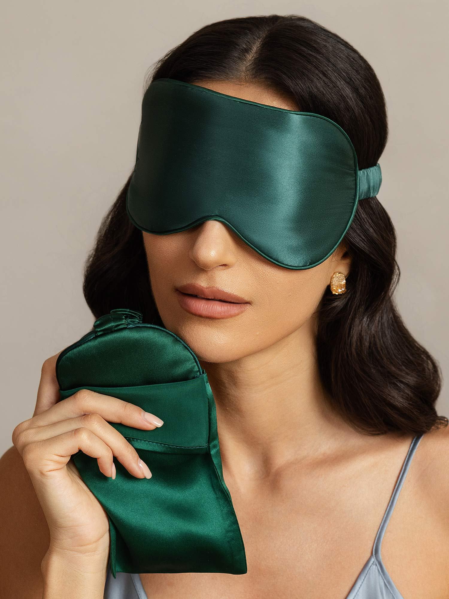 [VerdeScuro] SilkSilky-IT Seta pura Eye Mask 003