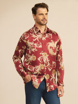 [Drago Vino] SilkSilky-IT Long Sleeve Lapel Collar Camicia da uomo 001
