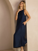 [Blu Scuro] SilkSilky-IT Sleeveless Crew Neck Vestiti da donna 007