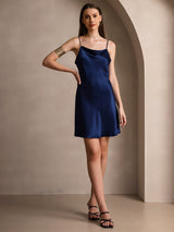 [Blu Scuro] SilkSilky-IT Sleeveless Cowl Neck Vestiti da donna 007