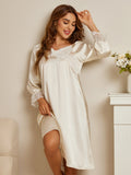 SilkSilky IT Seta pura Manica lunga Nightgown Bianco 001