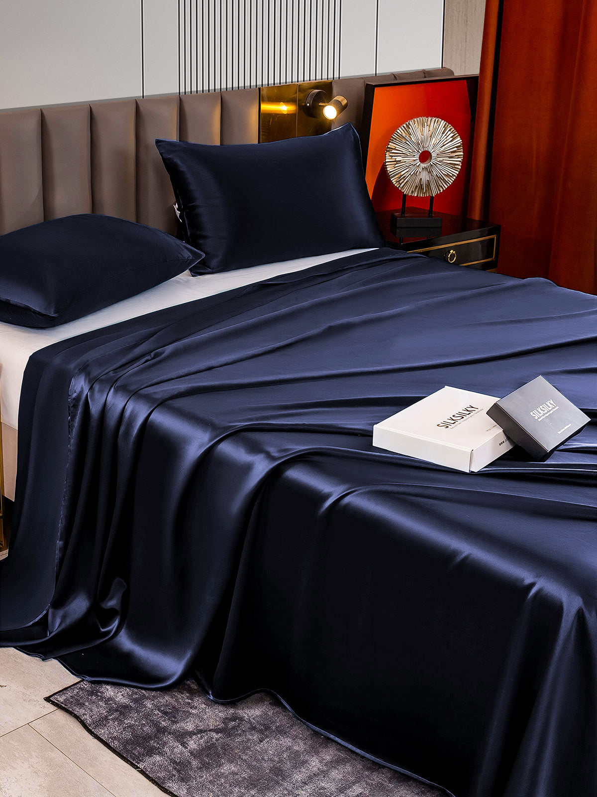 [Blu Scuro] SilkSilky-IT 22Momme Seta pura Bedding Set 004