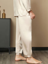 [Marrone Chiaro] SilkSilky-IT Seta pura Mens Sleep Bottoms 002,