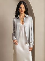 [Grigio Chiaro] SilkSilky-IT Long Sleeve Lapel Collar Camicie da donna 007