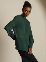 [Verde Scuro] SilkSilky-IT Seta pura Womens Shirt 007