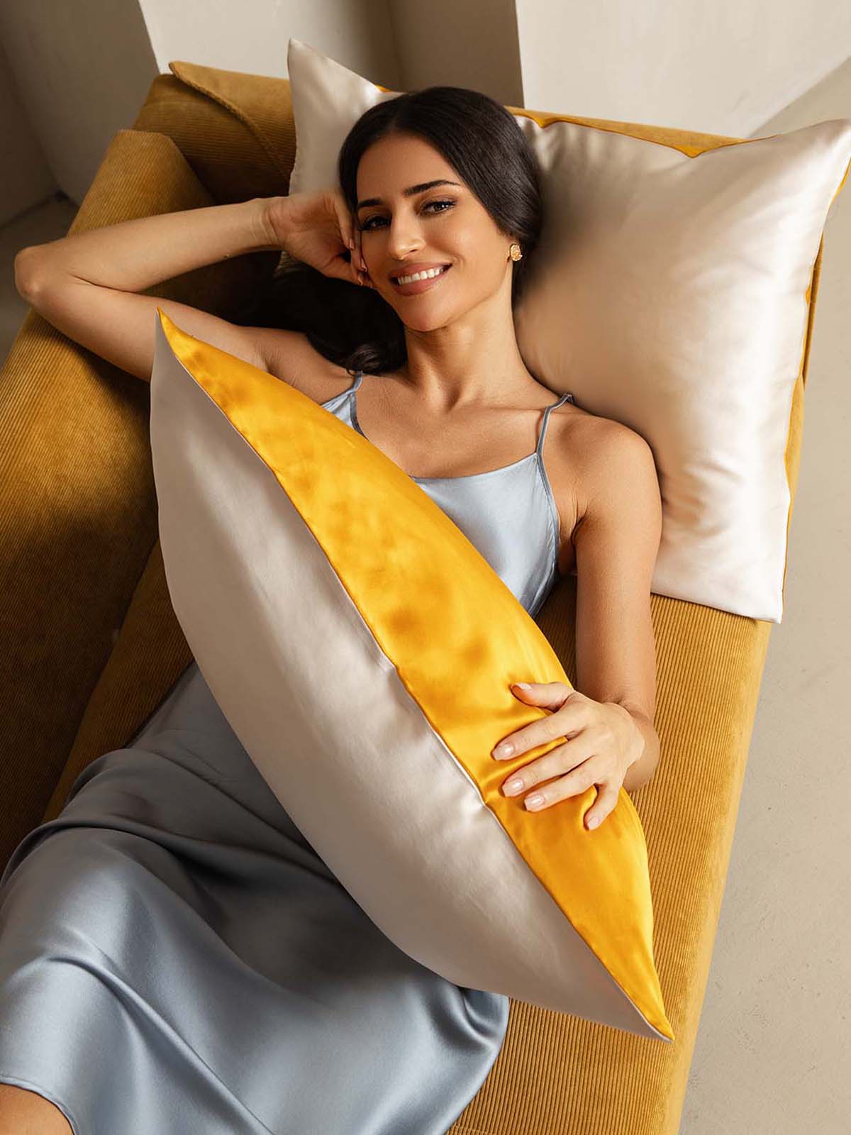 [Oro+BeigeChiaro] SilkSilky-IT 22Momme Seta pura Pillowcase 003