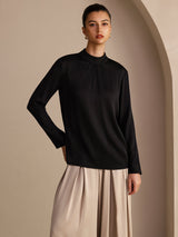 [Nero] SilkSilky-IT Long Sleeve Stand Collar Bluse 001