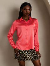 [Rosso Imperiale] SilkSilky-IT Long Sleeve Lapel Collar Camicie da donna 001