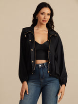 [Nero] SilkSilky-IT Manica lunga Collo alto Capispalla da donna 006