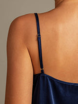[Blu Scuro] SilkSilky-IT 19Momme Seta Senza maniche Camisole Set 004