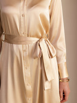 [Champagne] SilkSilky-IT Long Sleeve Lapel Collar Vestiti da donna 004