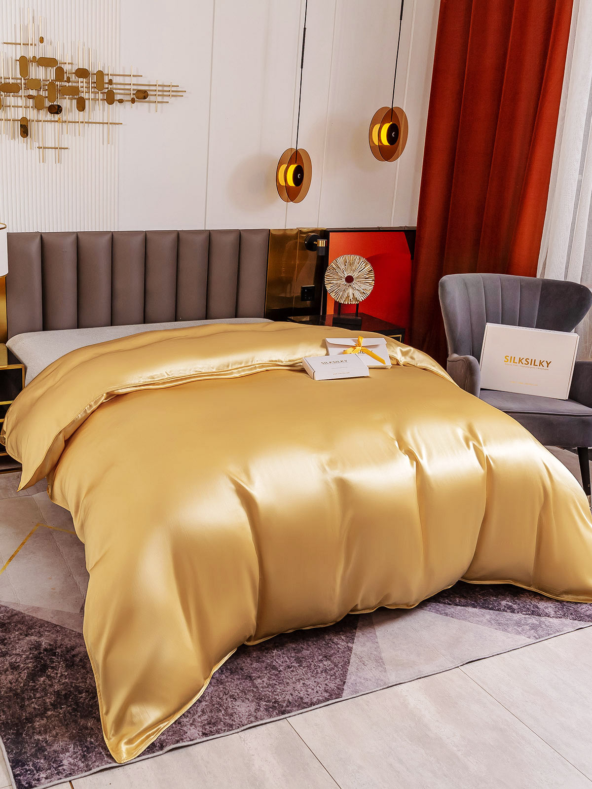 [Champagne] SilkSilky-IT 19Momme Seta pura Duvet Cover 003