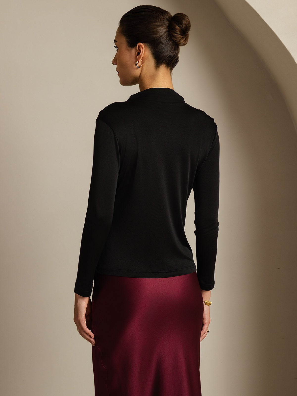 [Nero] SilkSilky-IT Seta pura Womens T-Shirt 002