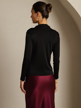 [Nero] SilkSilky-IT Seta pura Womens T-Shirt 002