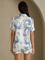 [Giraffa Bianca] SilkSilky-IT Short Sleeve Notch Collar Pigiami da donna 002