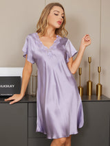 [Viola] SilkSilky-IT Short Sleeve V Neck Camicia da notte 005