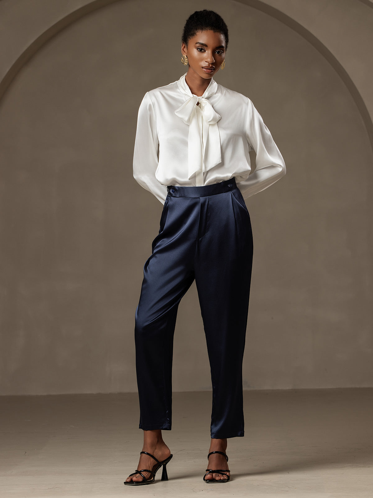 [Blu Scuro] SilkSilky-IT 19Momme Seta Womens Pants 006