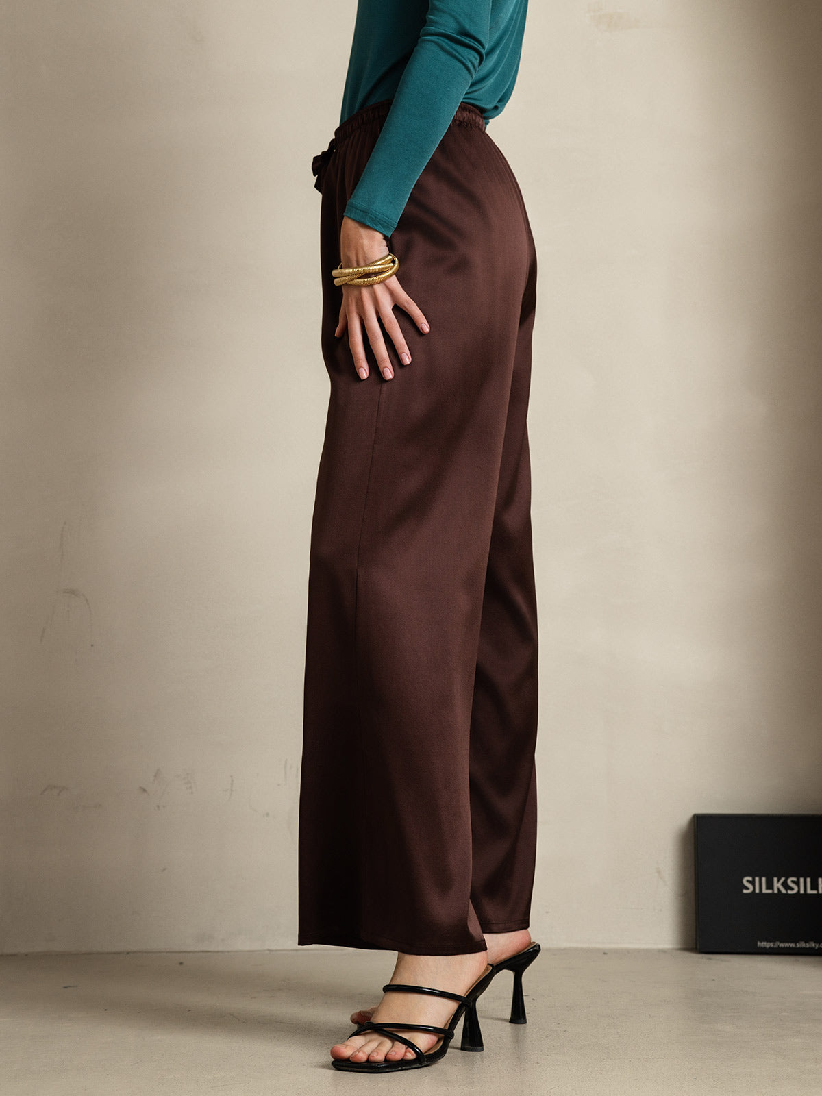 [Caffè] SilkSilky-IT Seta pura Womens Pants 006
