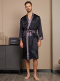 SilkSilky IT Seta pura Manica lunga Mens Robe Nero 003