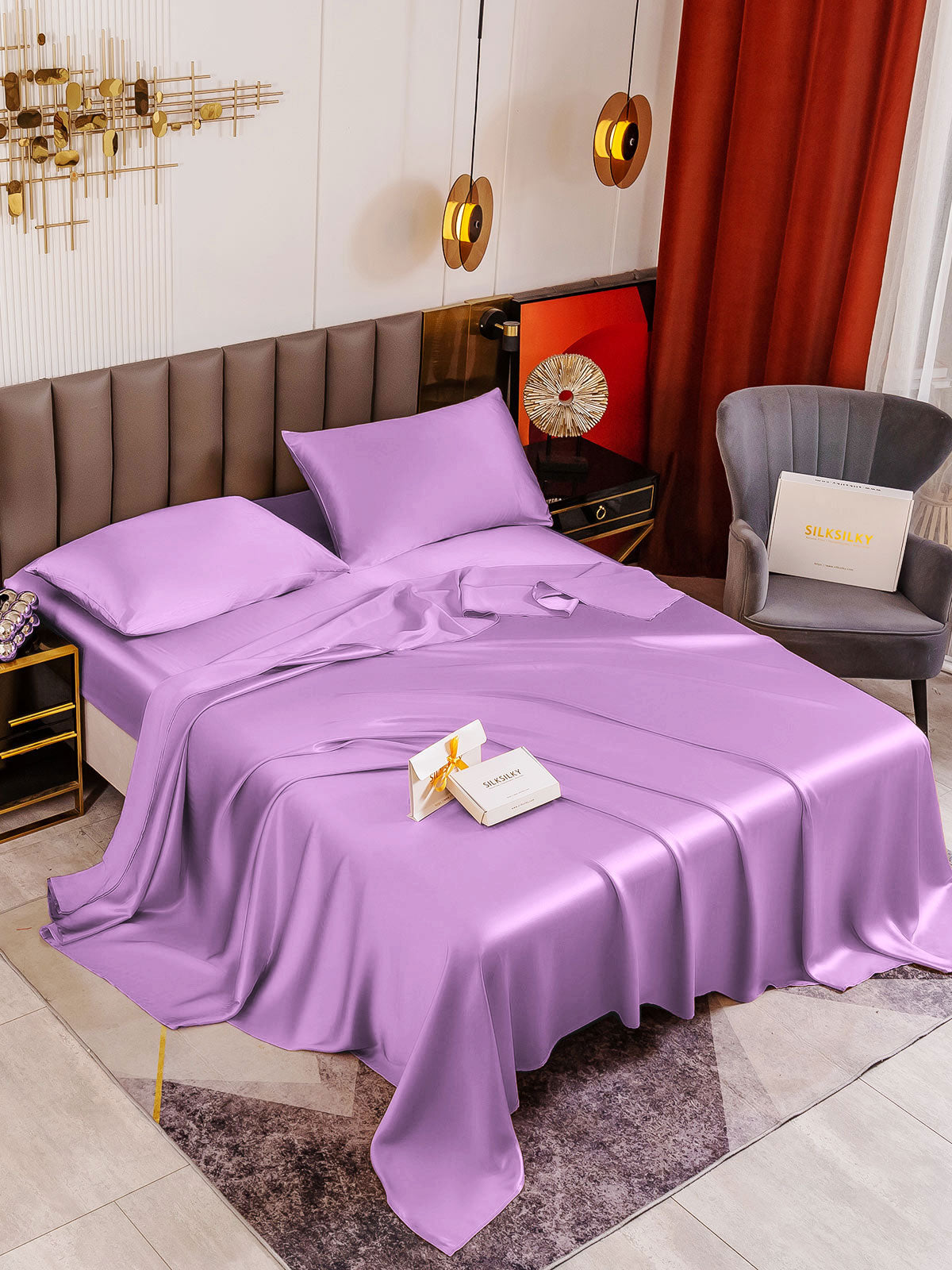 [Lavanda] SilkSilky-IT 19Momme Seta pura Bedding Set 001