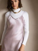 [Lavanda] SilkSilky-IT Sleeveless V Neck Vestiti da donna 003