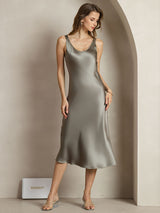 [Verde Grigiastro] SilkSilky-IT Sleeveless Vestiti da donna 003