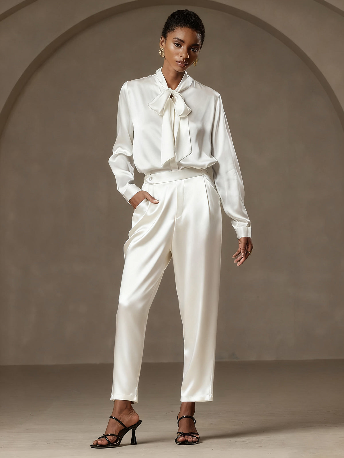 [Bianco] SilkSilky-IT 19Momme Seta Womens Pants 003