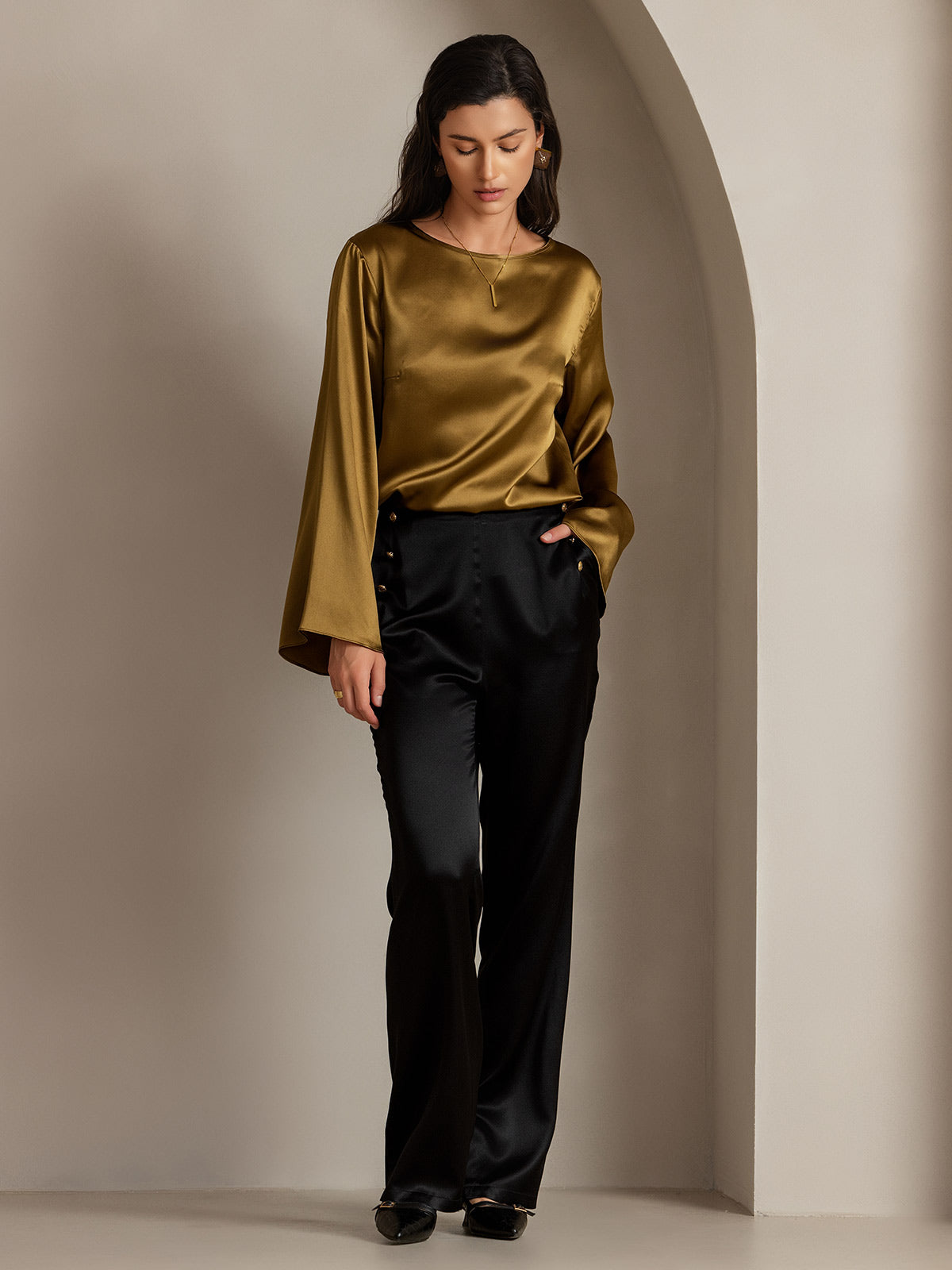 [Nero] SilkSilky-IT 19Momme Seta Womens Pants 007