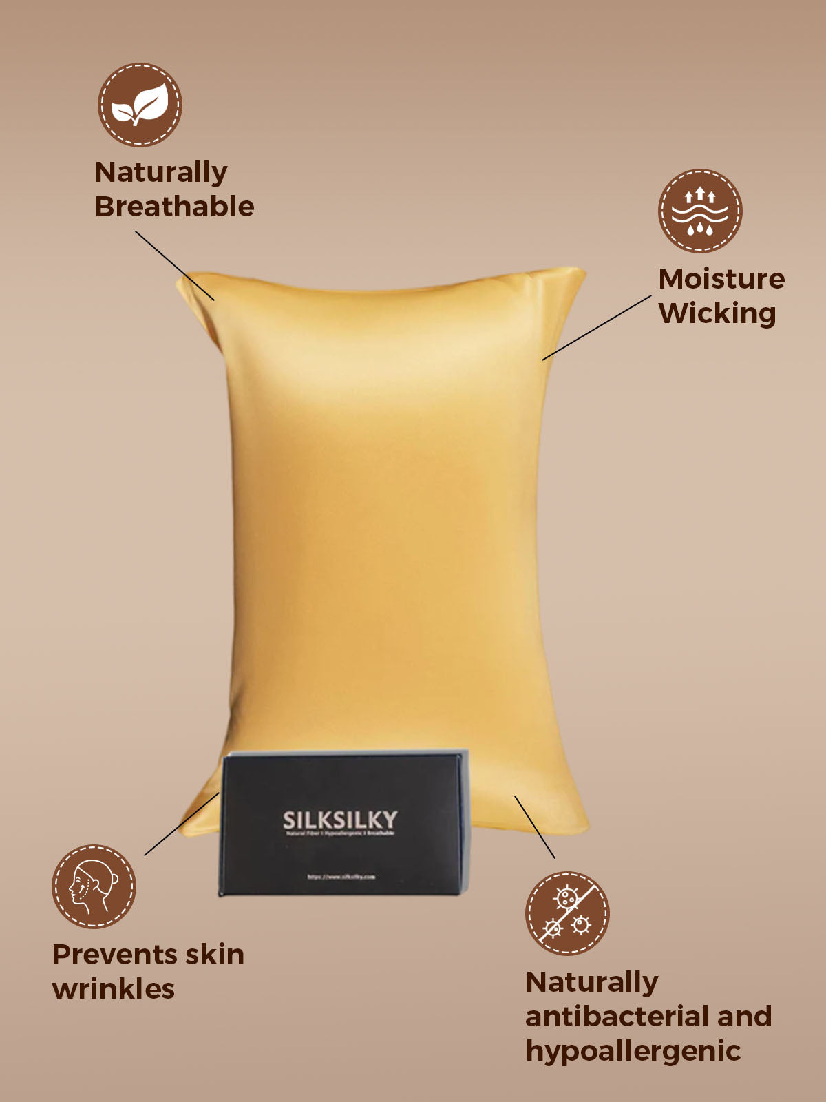 [Champagne] SilkSilky-IT 22Momme Seta pura Pillowcase 002