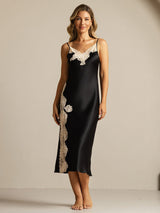 [Nero] SilkSilky-IT Sleeveless V Neck Camicia da notte 003