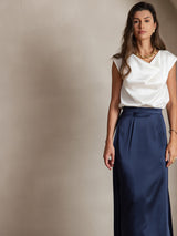 [Bianco] SilkSilky-IT Cap Sleeve Cowl Neck Magliette donna 003