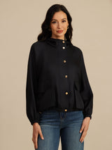 [Nero] SilkSilky-IT Manica lunga Collo alto Capispalla da donna 005