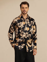 [Drago Nero] SilkSilky-IT Long Sleeve Lapel Collar Camicia da uomo 001