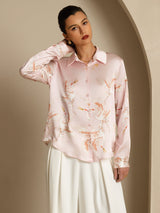 [Rosa] SilkSilky-IT 19Momme Manica lunga Colletto con Revers Camicie da donna 001