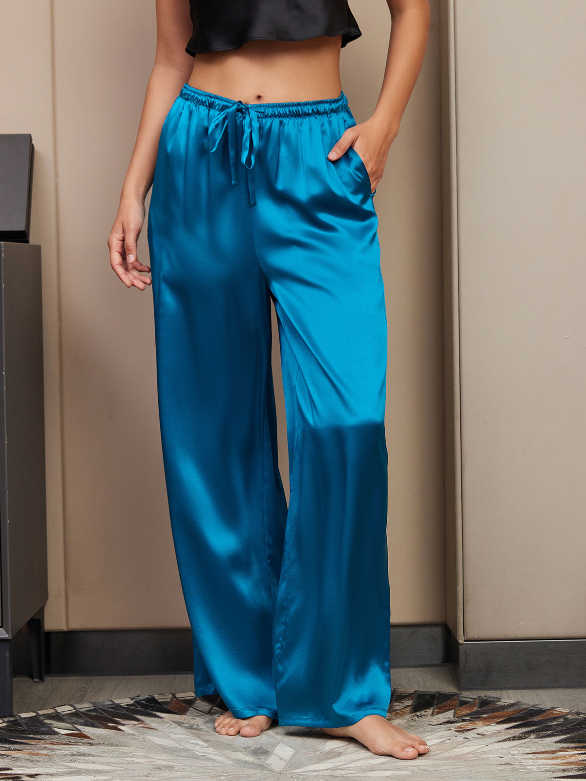 [Verde Acqua] SilkSilky-IT Seta pura Womens Pants 003