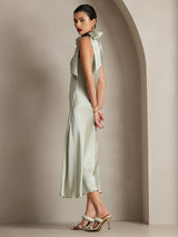 [Verde Chiaro] SilkSilky-IT Sleeveless Halter Vestiti da donna 004