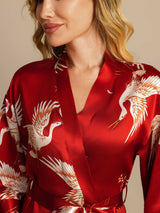 [Rosso Scuro] SilkSilky-IT 3/4 Sleeve Vestaglia da donna 004