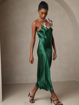 [Verde] SilkSilky-IT Sleeveless V Neck Vestiti da donna 006