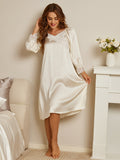 SilkSilky IT Seta pura Manica lunga Nightgown Bianco 005