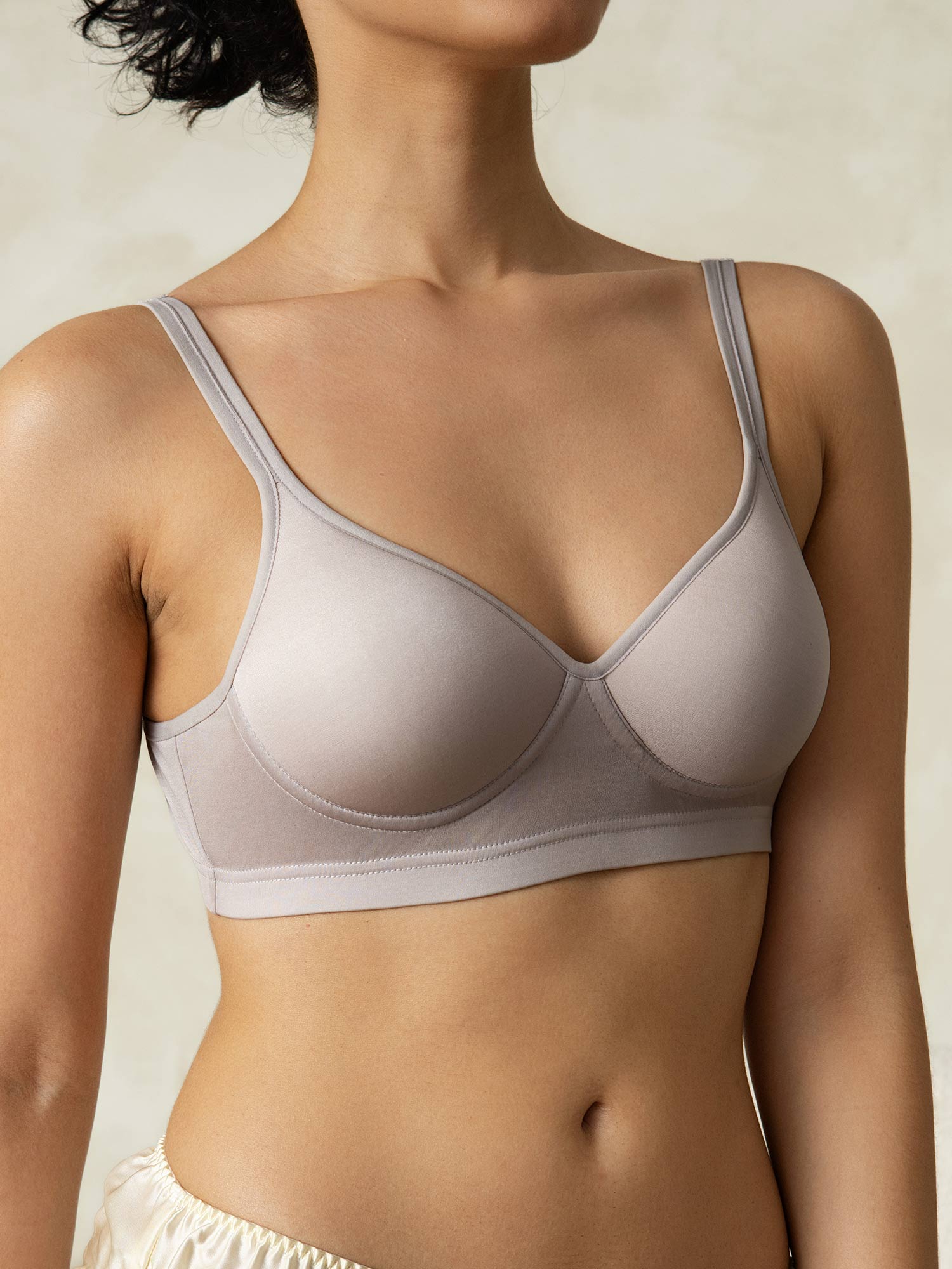 [Grigio] SilkSilky-IT Maglia di seta Bra 002