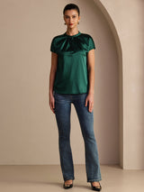 [Verde Scuro] SilkSilky-IT Short Sleeve Blouse 005