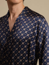 [Catena Blu Navy] SilkSilky-IT Long Sleeve Vestaglia da uomo 004