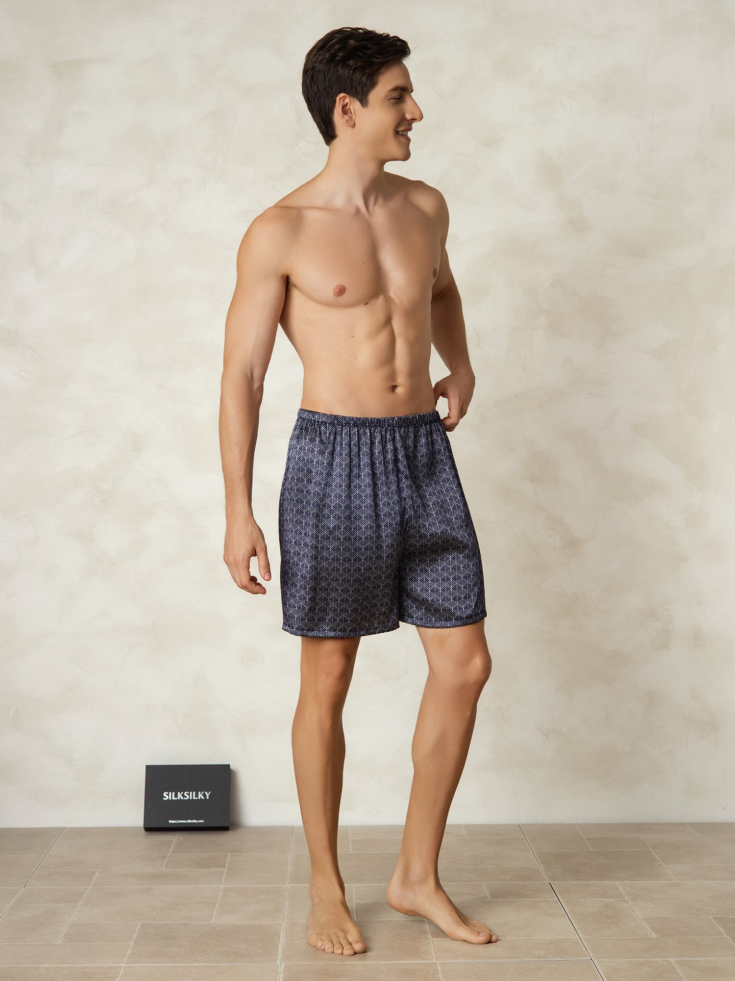 [Ginkgo Blu Navy] SilkSilky-IT 19Momme Mens Sleep Bottoms 005