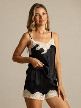[Nero] SilkSilky-IT Sleeveless V Neck Set di Bretelle 006