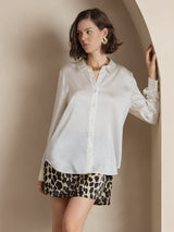 [Bianco] SilkSilky-IT Long Sleeve Lapel Collar Camicie da donna 003