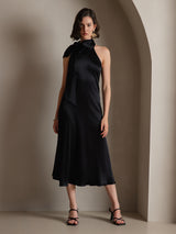 [Nero] SilkSilky-IT Sleeveless Halter Vestiti da donna 008